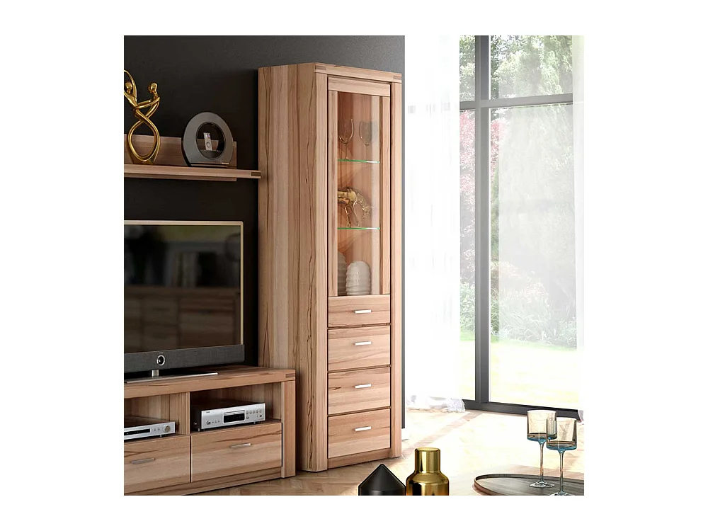 Vitrine aus Kernbuche teilmassiv 200 cm hoch