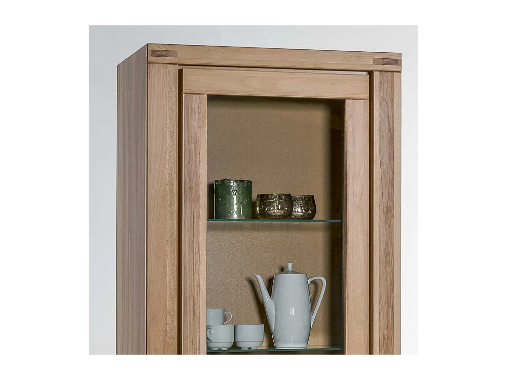 Vitrine aus Kernbuche teilmassiv 200 cm hoch
