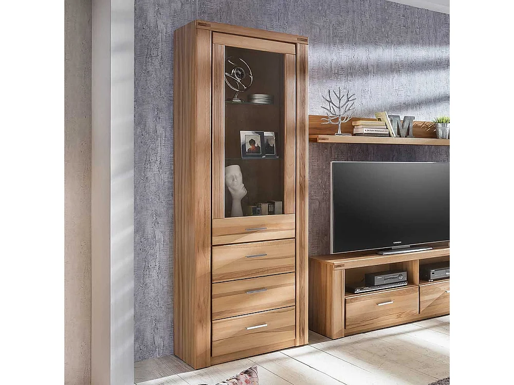 Vitrine aus Kernbuche teilmassiv 200 cm hoch
