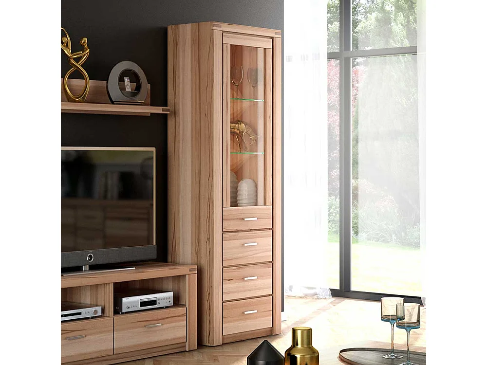 Vitrine aus Kernbuche teilmassiv 200 cm hoch