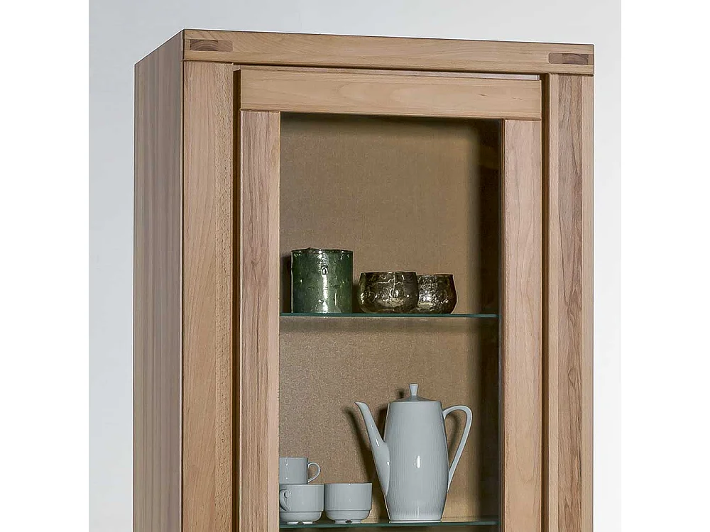 Vitrine aus Kernbuche teilmassiv 200 cm hoch