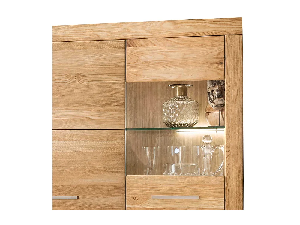 Highboard Vitrine Glastür rechts Wildeiche Massivholz