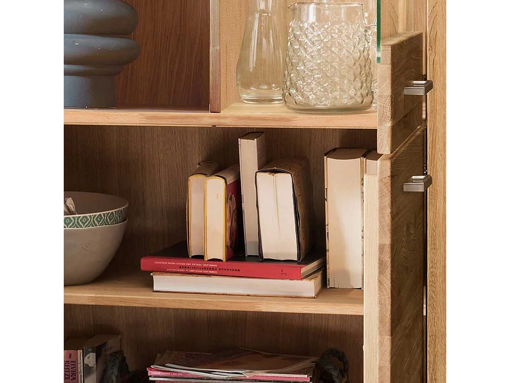 Highboard Vitrine Glastür rechts Wildeiche Massivholz