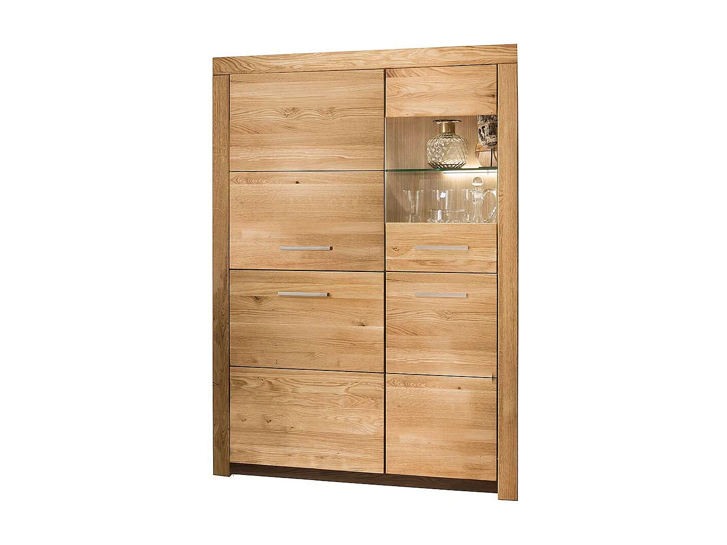 Highboard Vitrine Glastür rechts Wildeiche Massivholz