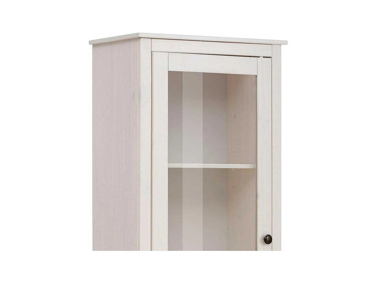 Wohnzimmer Vitrinenschrank in Weiß und Beige Glastür
