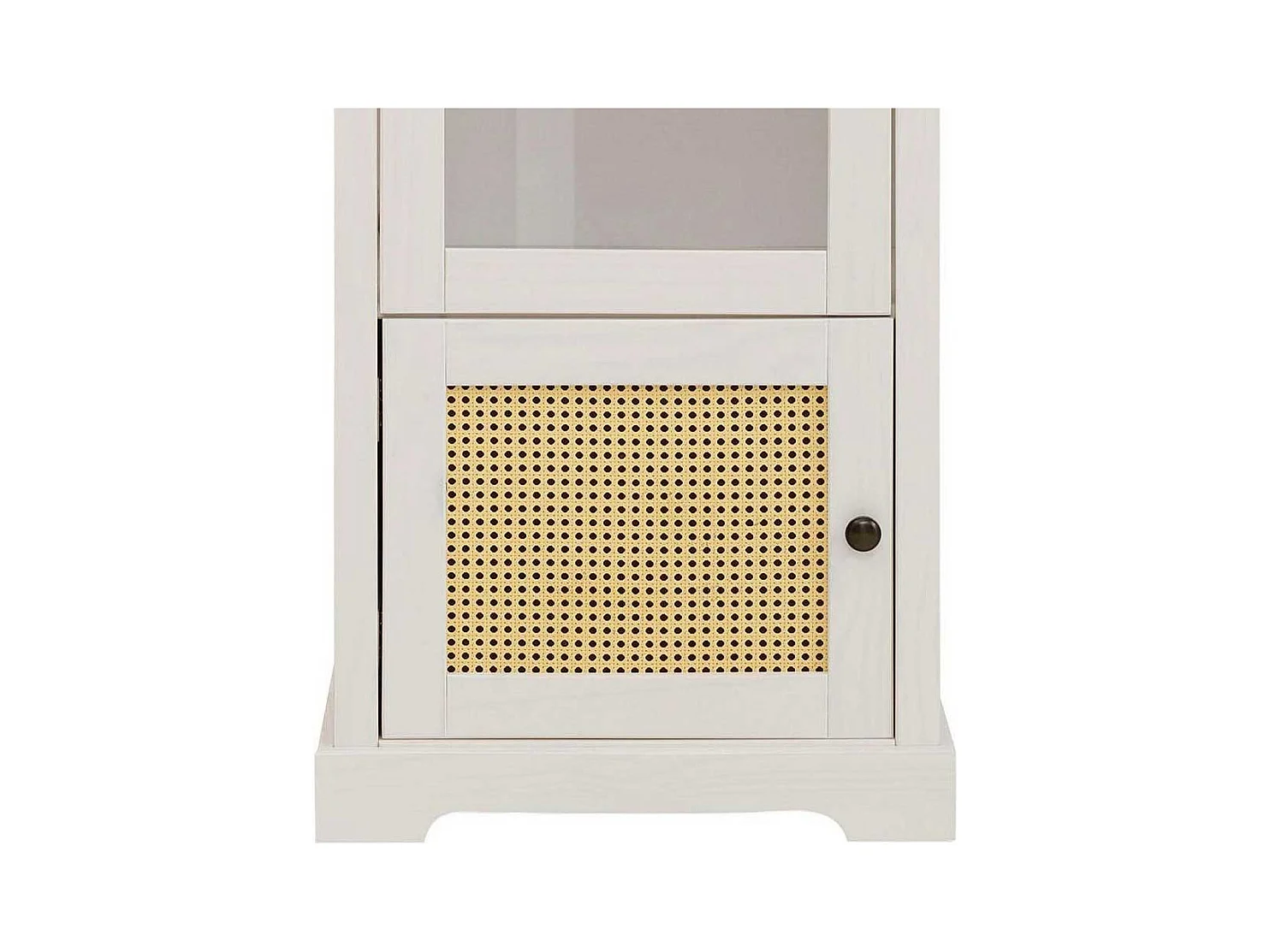 Wohnzimmer Vitrinenschrank in Weiß und Beige Glastür