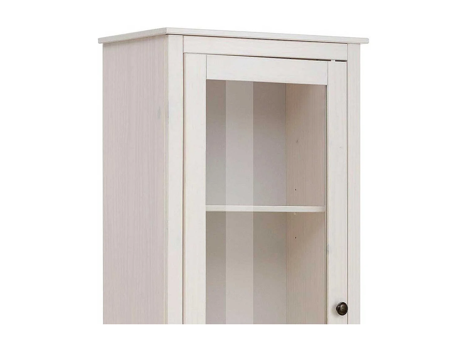 Wohnzimmer Vitrinenschrank in Weiß und Beige Glastür