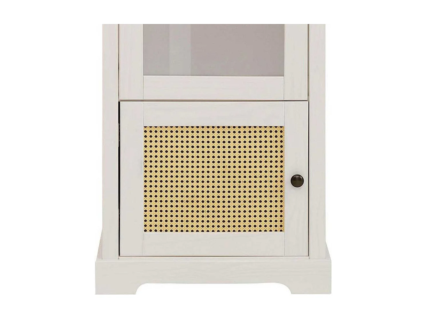 Wohnzimmer Vitrinenschrank in Weiß und Beige Glastür