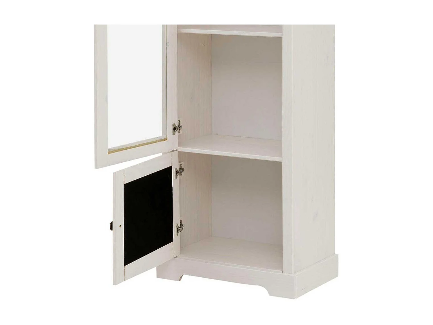 Wohnzimmer Vitrinenschrank in Weiß und Beige Glastür