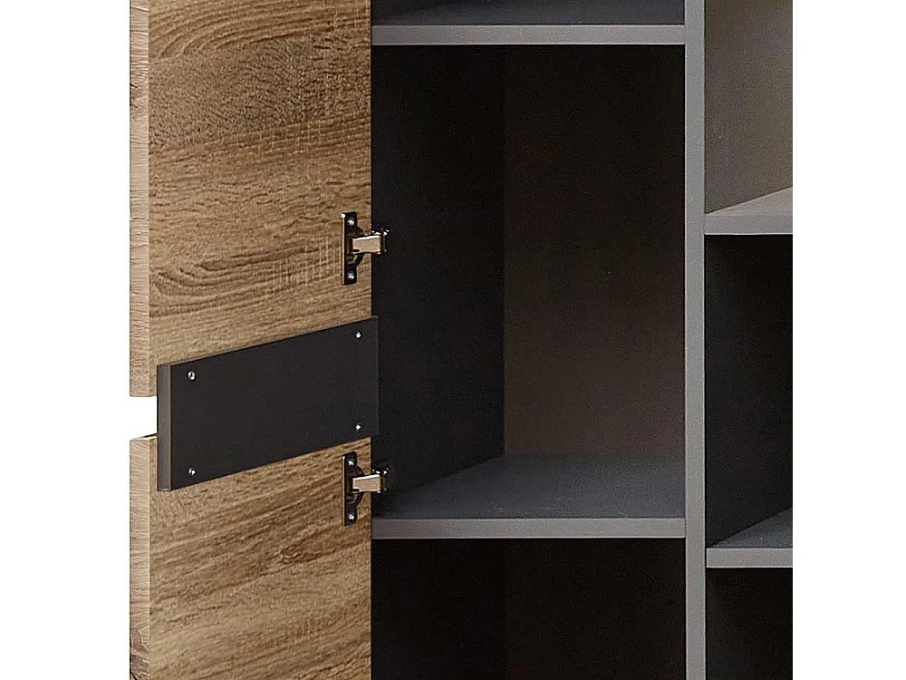 Moderner Vitrinenschrank in Wildeichefarben LED Beleuchtung