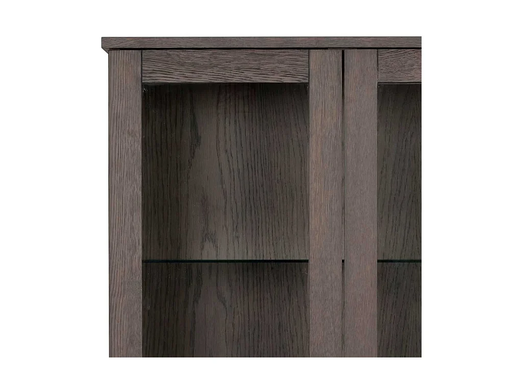 Skandi Vitrine in Eiche Dunkelbraun zwei Glastüren und einer Schublade