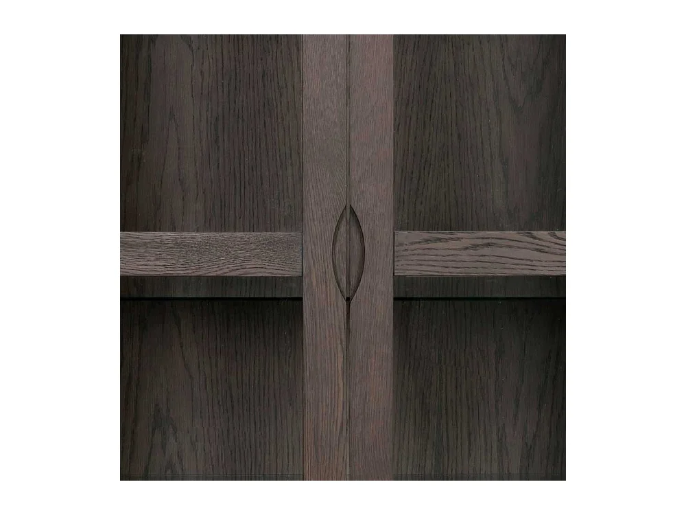 Skandi Vitrine in Eiche Dunkelbraun zwei Glastüren und einer Schublade