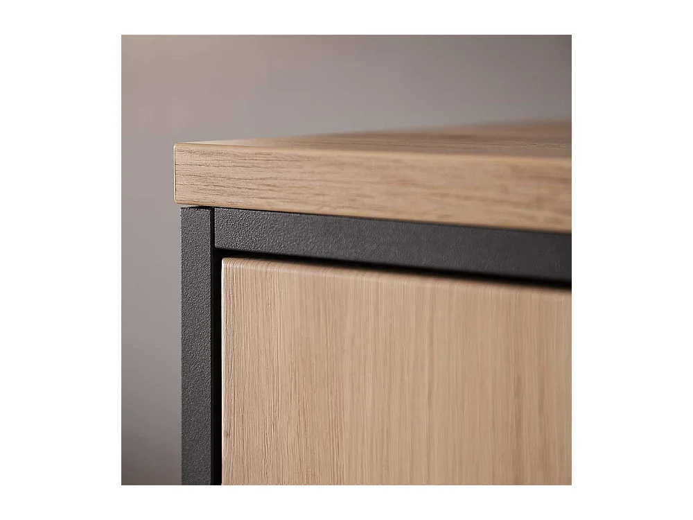 Highboard Vitrine in Eichefarben und Anthrazit modern