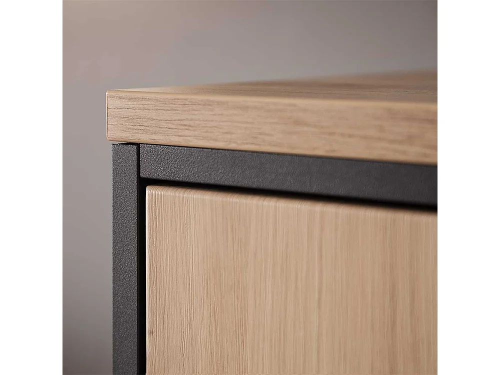 Highboard Vitrine in Eichefarben und Anthrazit modern