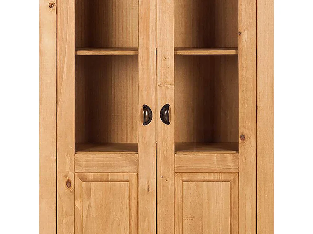 Vitrine Standvitrine aus Kiefer Massivholz mit Glastüren