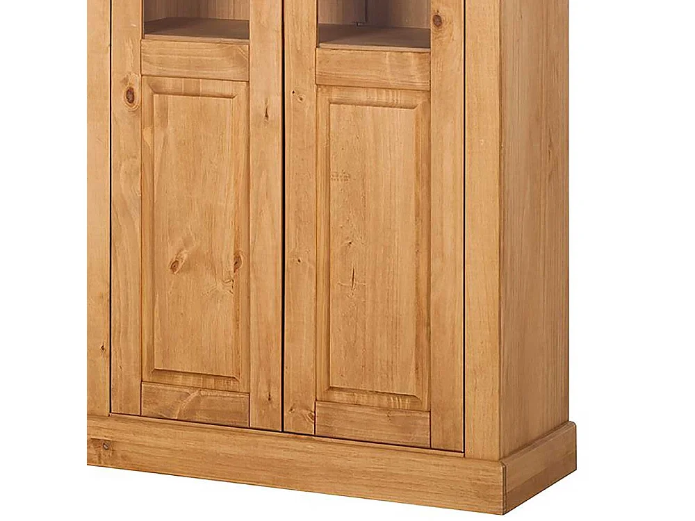 Vitrine Standvitrine aus Kiefer Massivholz mit Glastüren