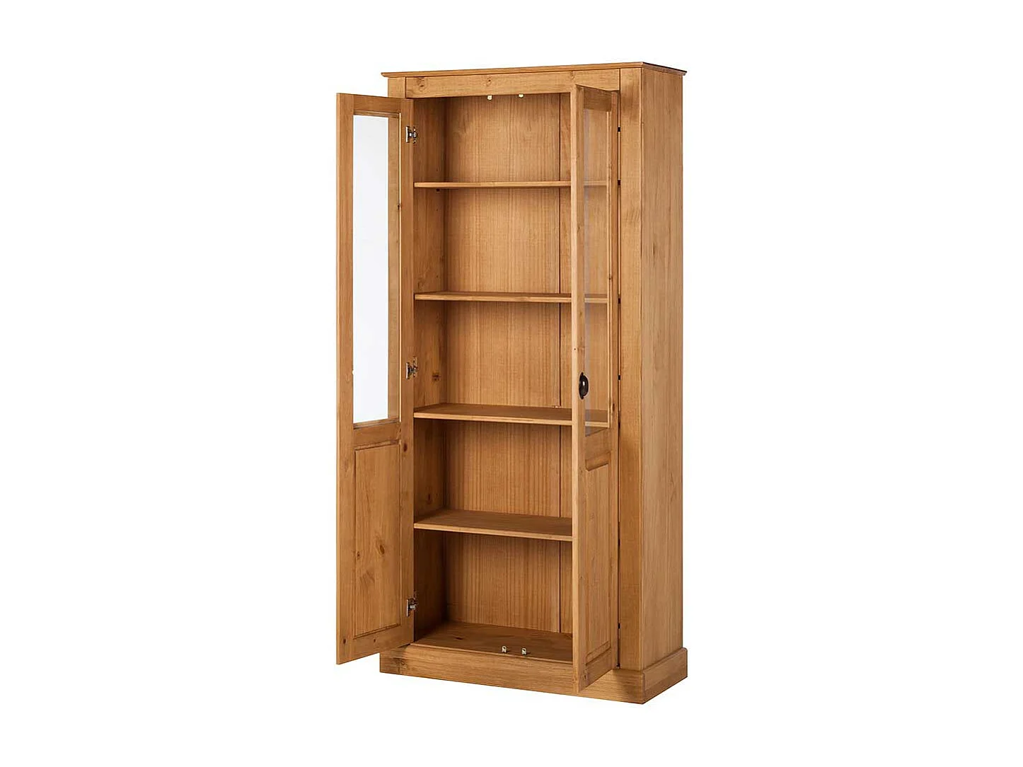 Vitrine Standvitrine aus Kiefer Massivholz mit Glastüren