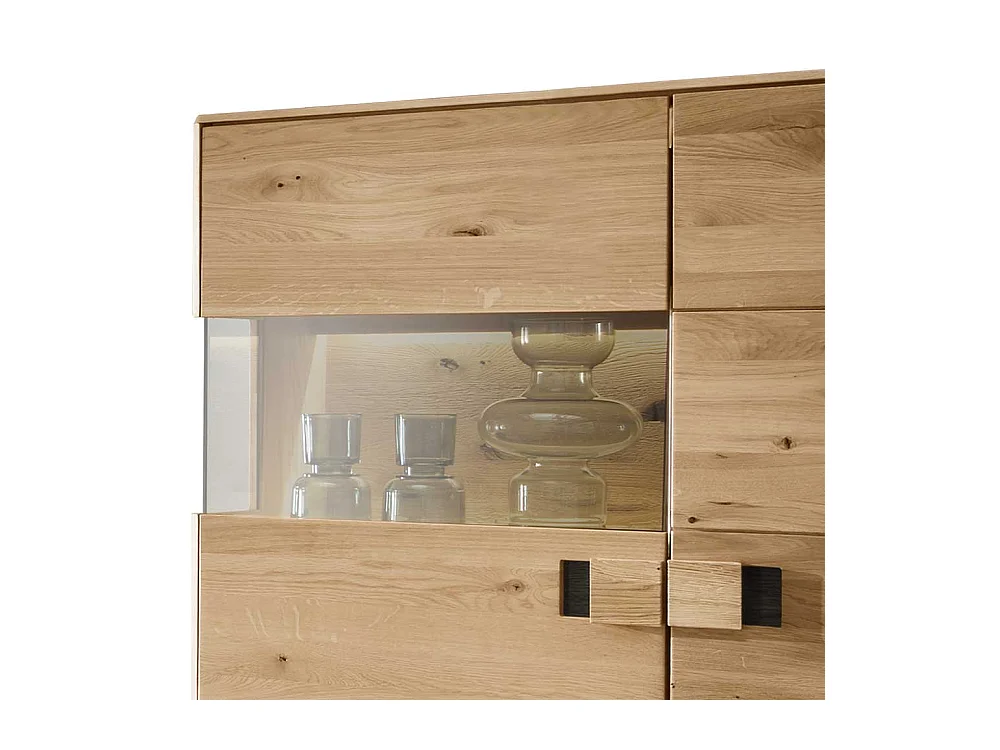 Moderne Vitrine aus Wildeiche und Eiche Massivholz 2 Türen