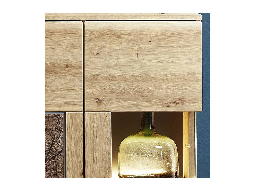 Vitrine in Wildeiche Hirnholz Optik 80 cm breit