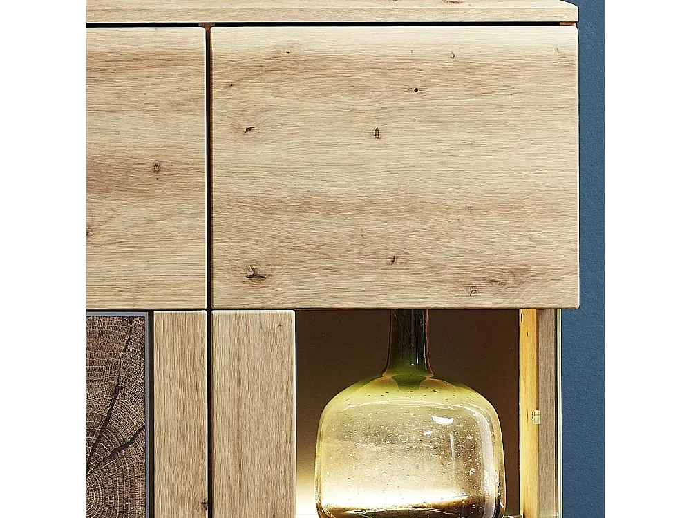 Vitrine in Wildeiche Hirnholz Optik 80 cm breit