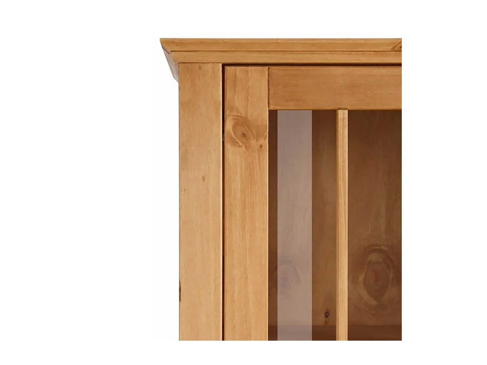 Vitrine Standvitrine aus Kiefer Massivholz mit Glastüren