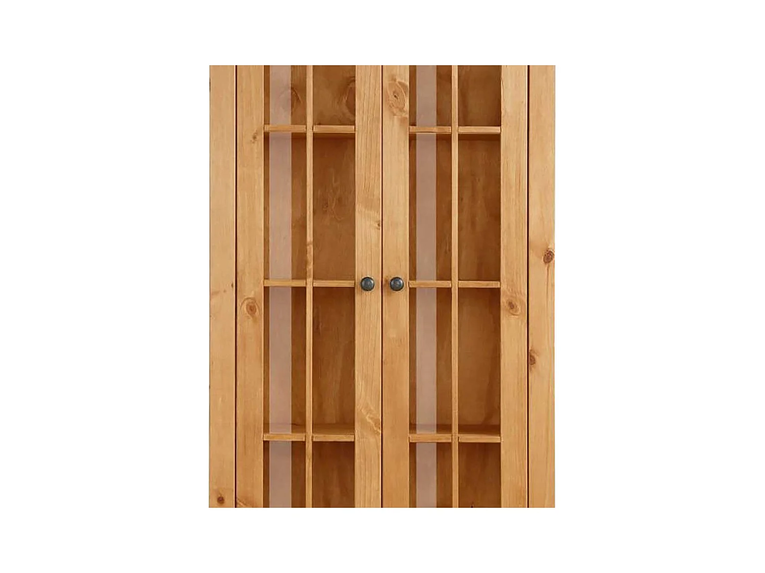 Vitrine Standvitrine aus Kiefer Massivholz mit Glastüren