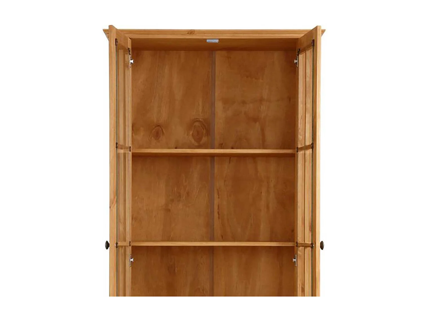 Vitrine Standvitrine aus Kiefer Massivholz mit Glastüren