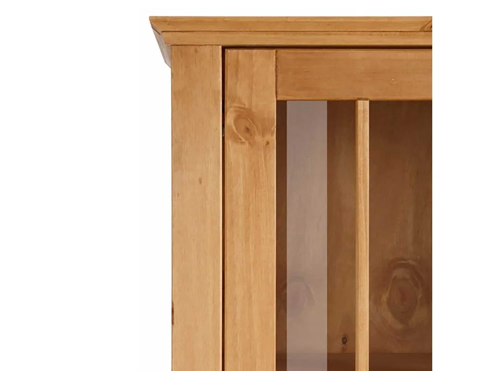 Vitrine Standvitrine aus Kiefer Massivholz mit Glastüren