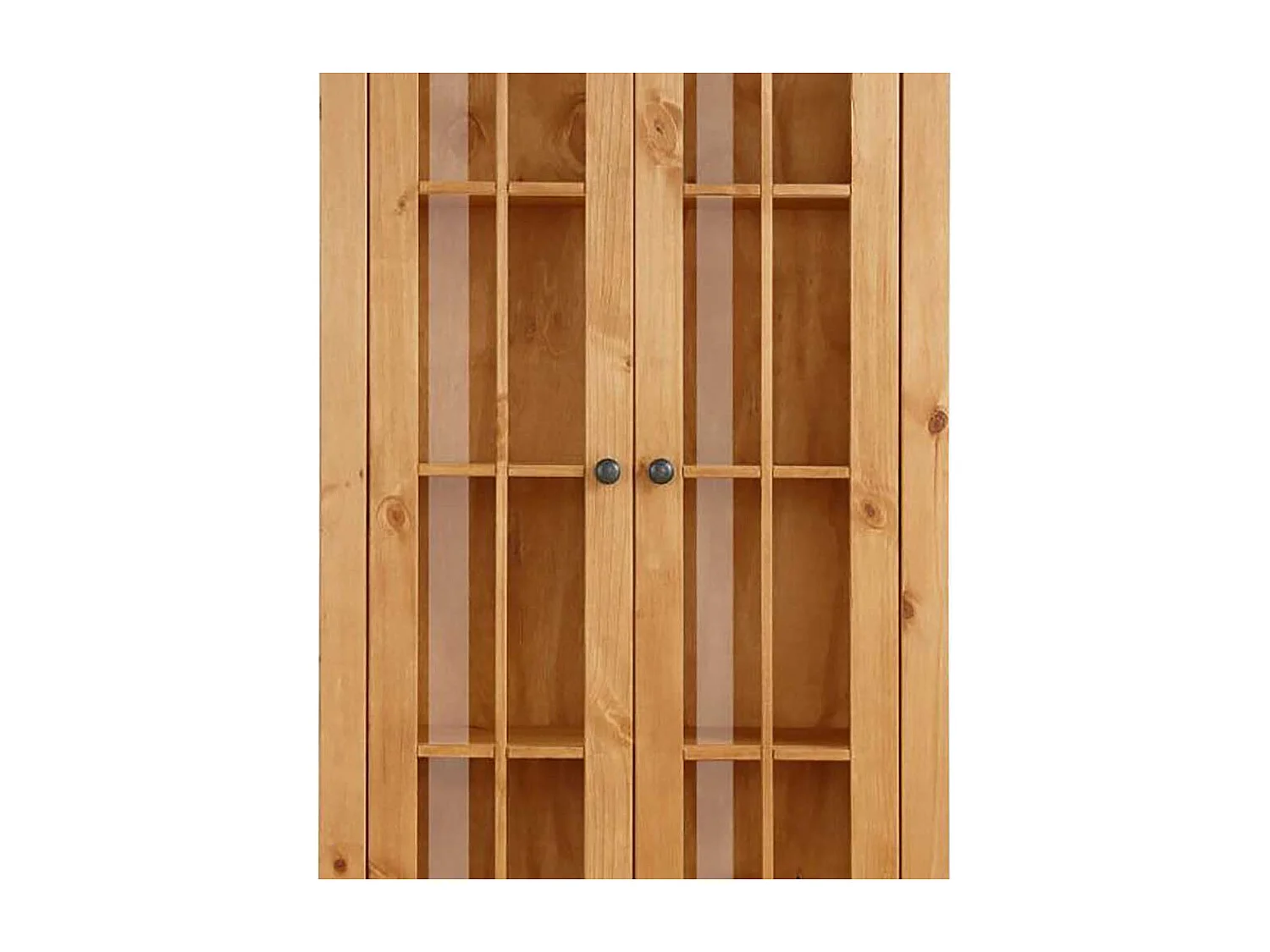 Vitrine Standvitrine aus Kiefer Massivholz mit Glastüren