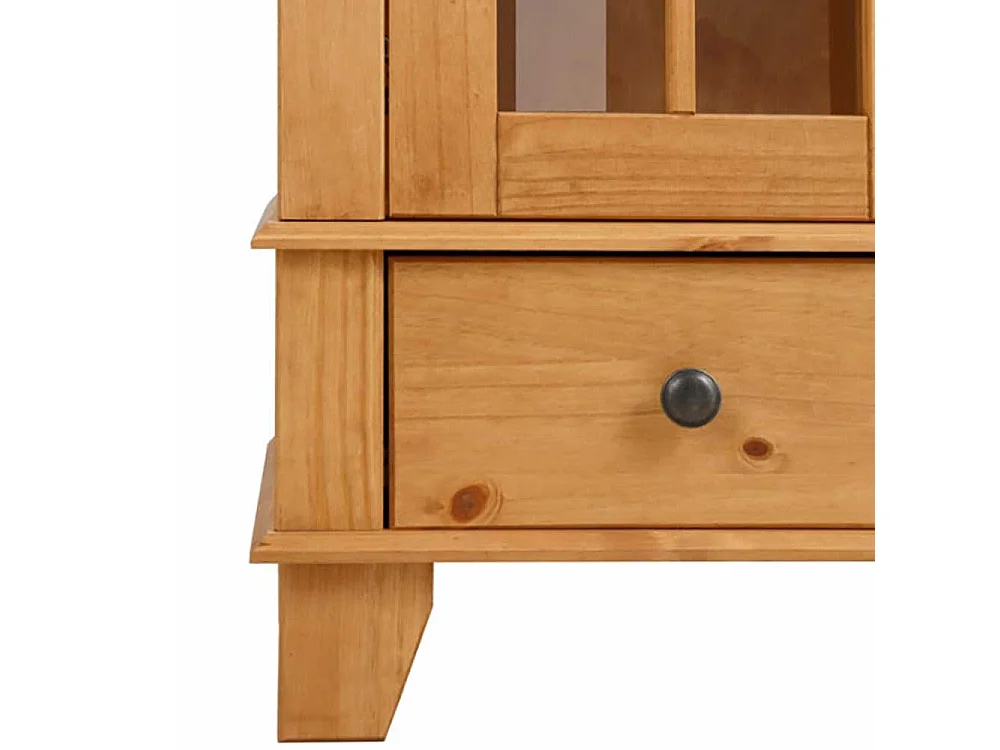 Vitrine Standvitrine aus Kiefer Massivholz mit Glastüren