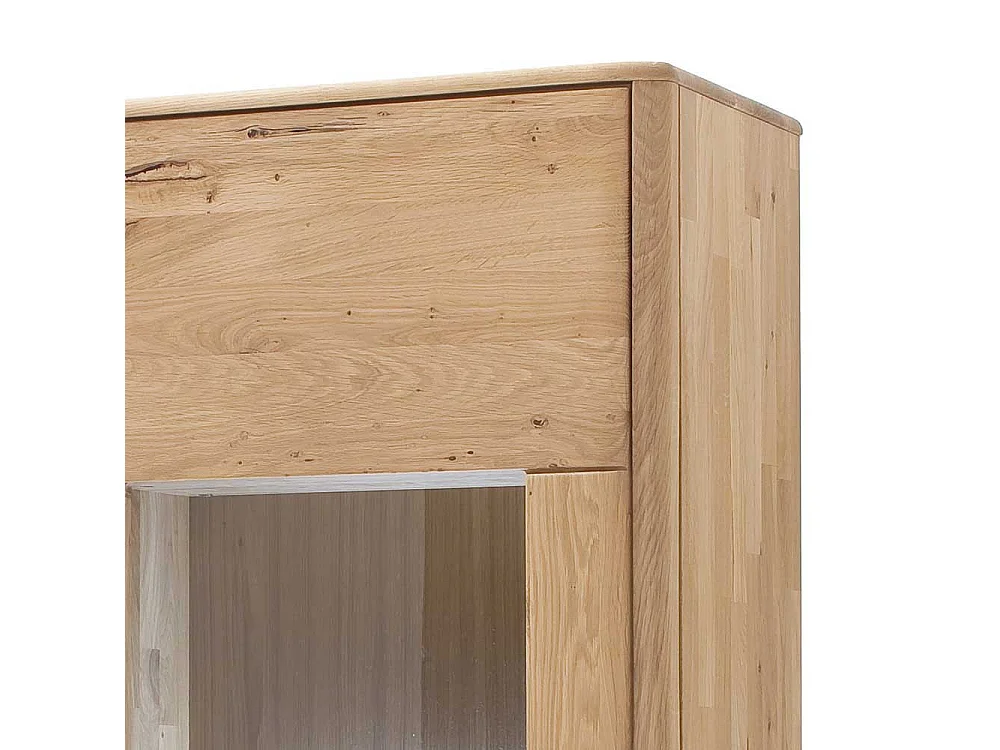 Vitrine massiv in Eiche Bianco 1-türig
