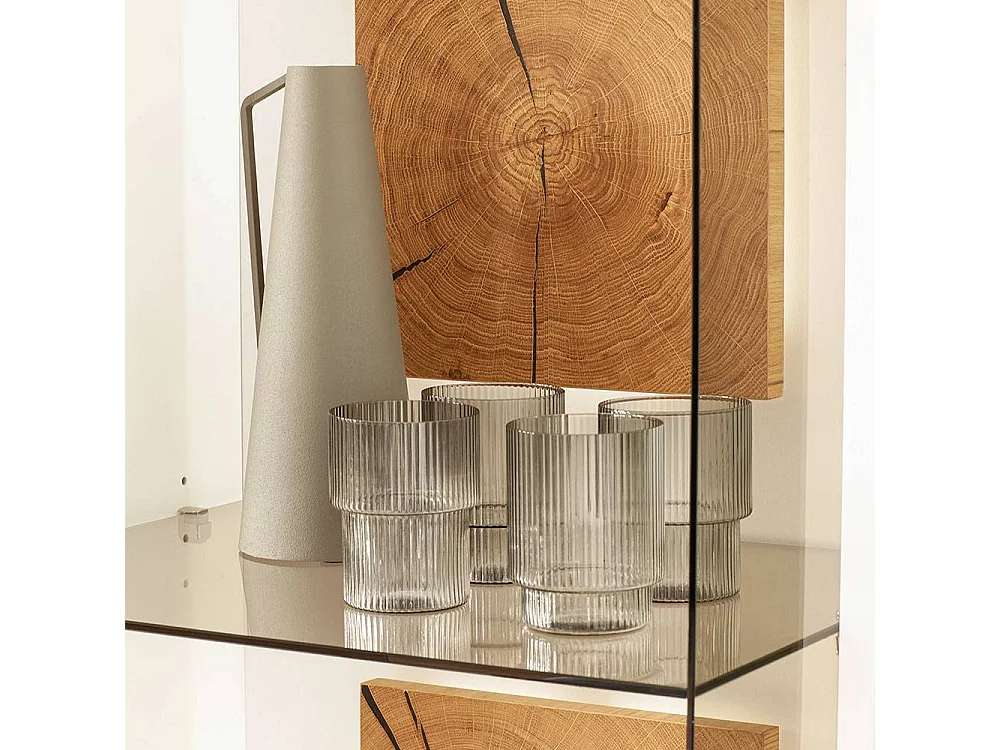 Vitrine Hochschrank mit Glastür 203 cm hoch
