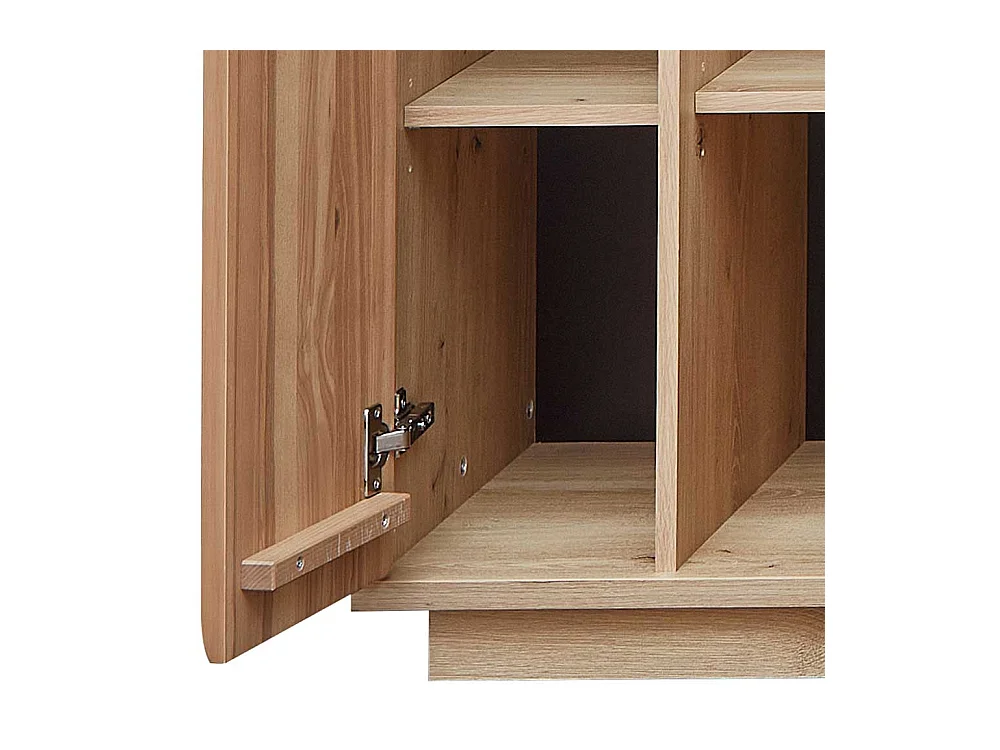 Schrank Vitrine teilmassiv 60 cm breit und 204 cm hoch Metallgriffen