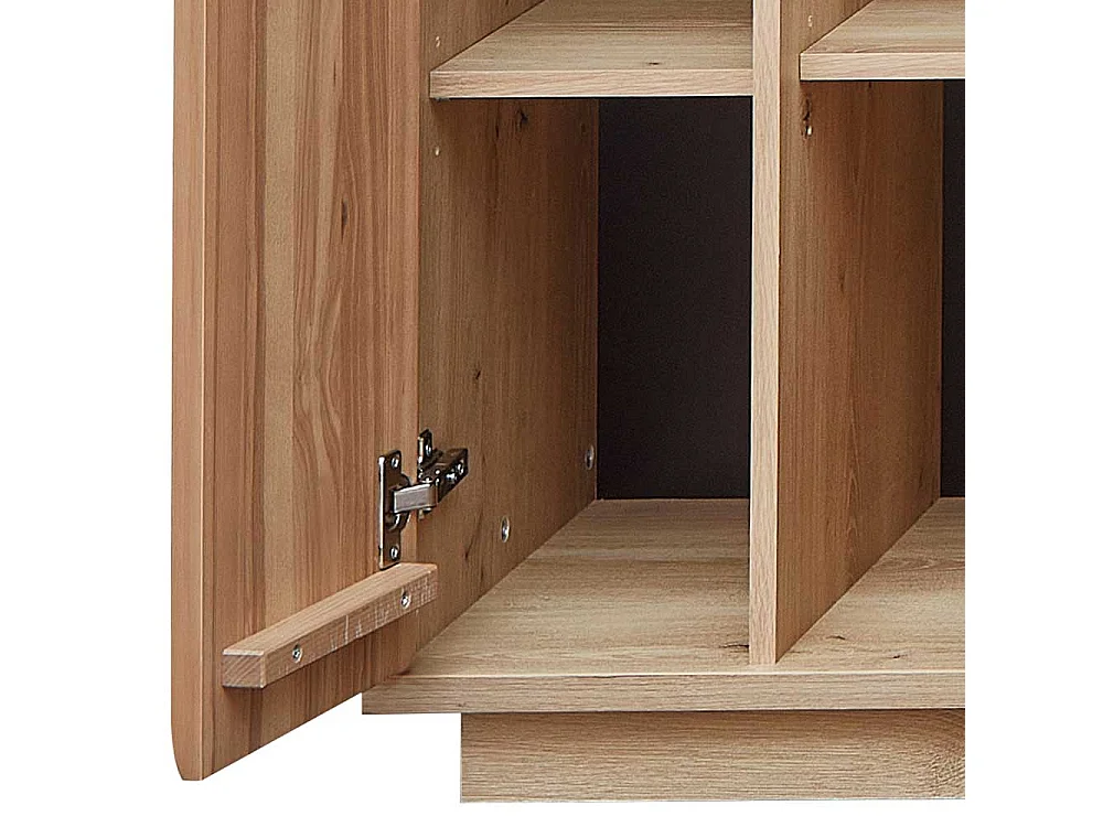 Schrank Vitrine teilmassiv 60 cm breit und 204 cm hoch Metallgriffen