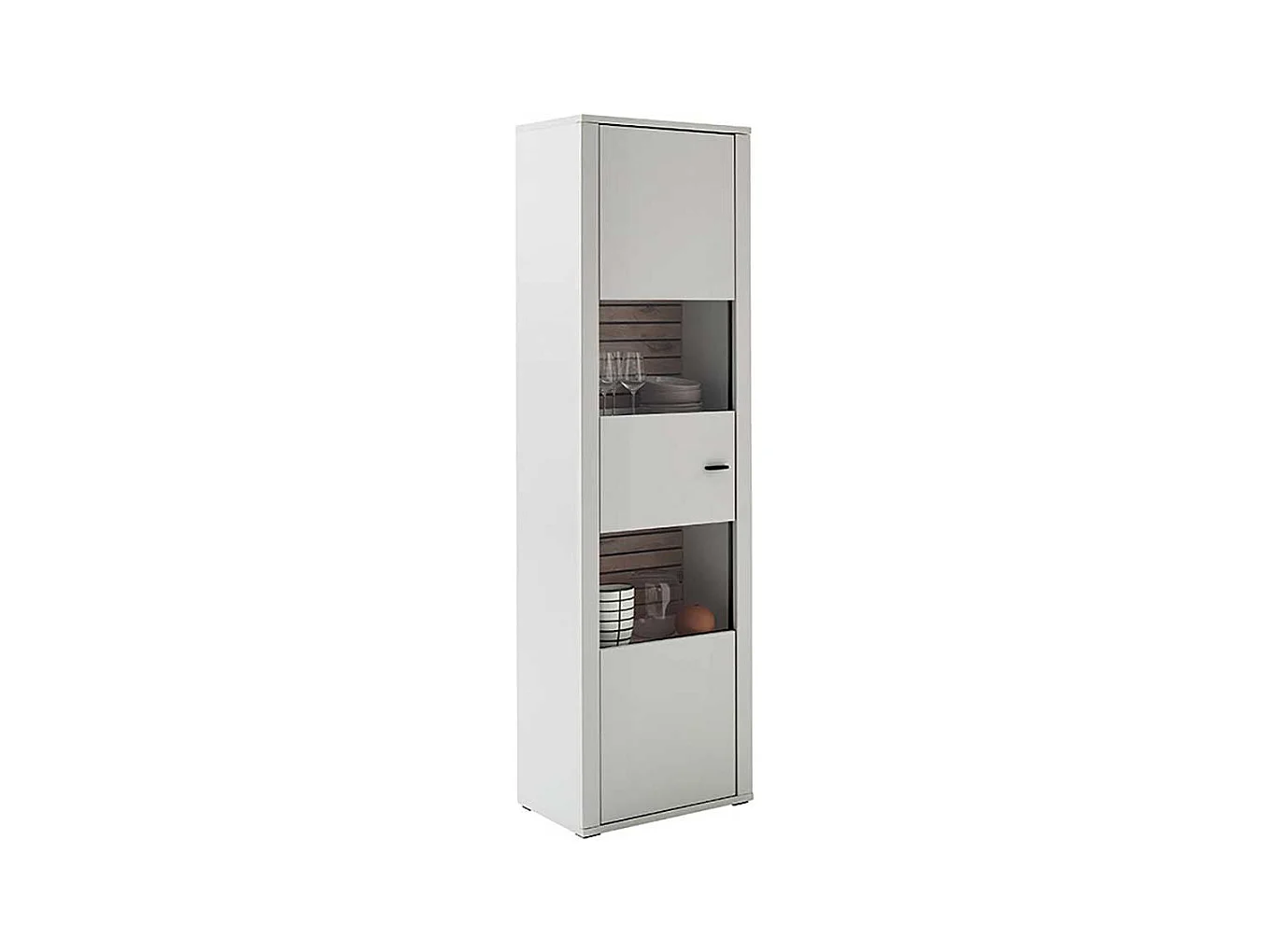 Vitrine weiss modern 206 cm hoch - 61 cm breit einer Glastür