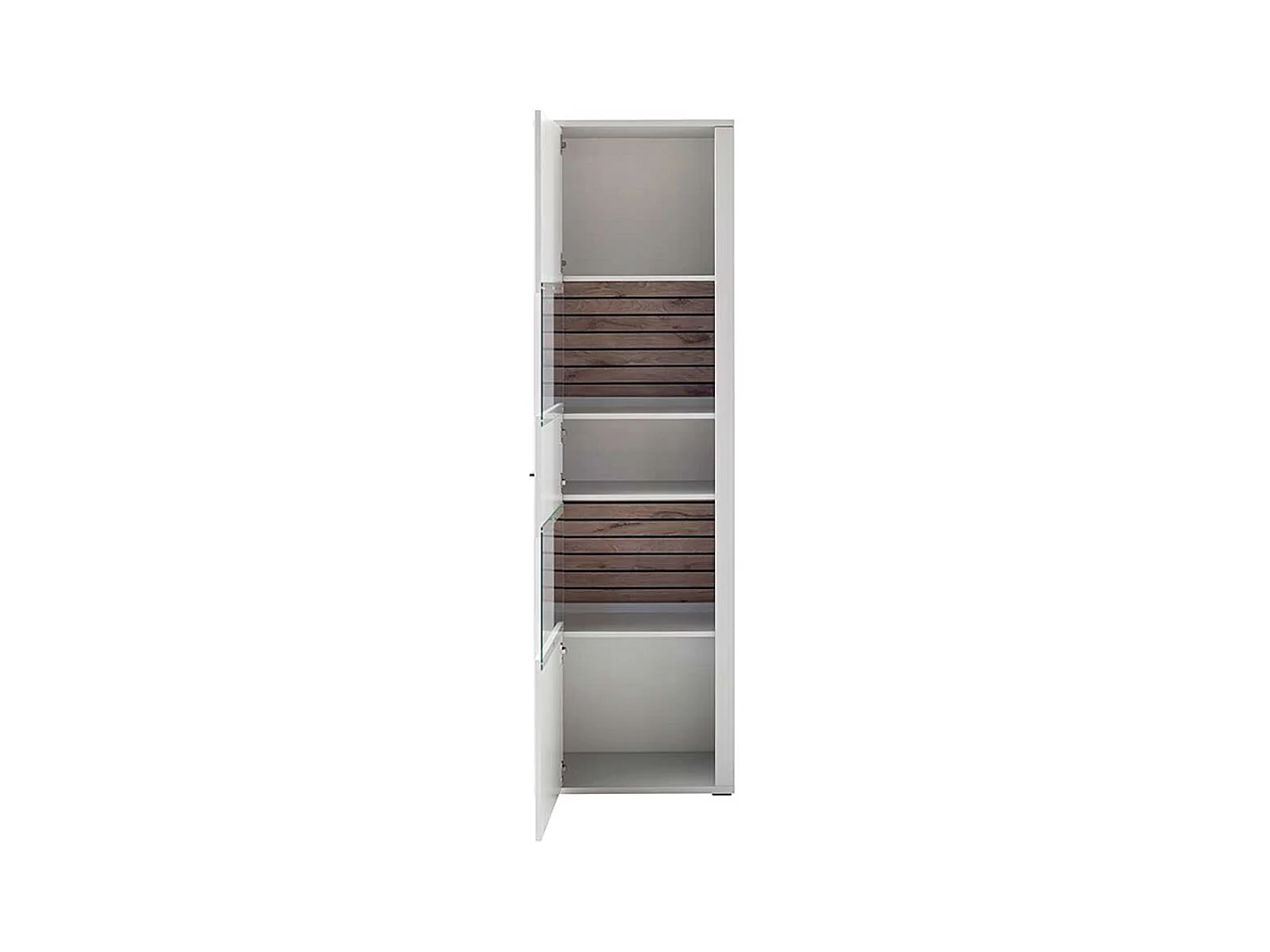 Vitrine weiss modern 206 cm hoch - 61 cm breit einer Glastür