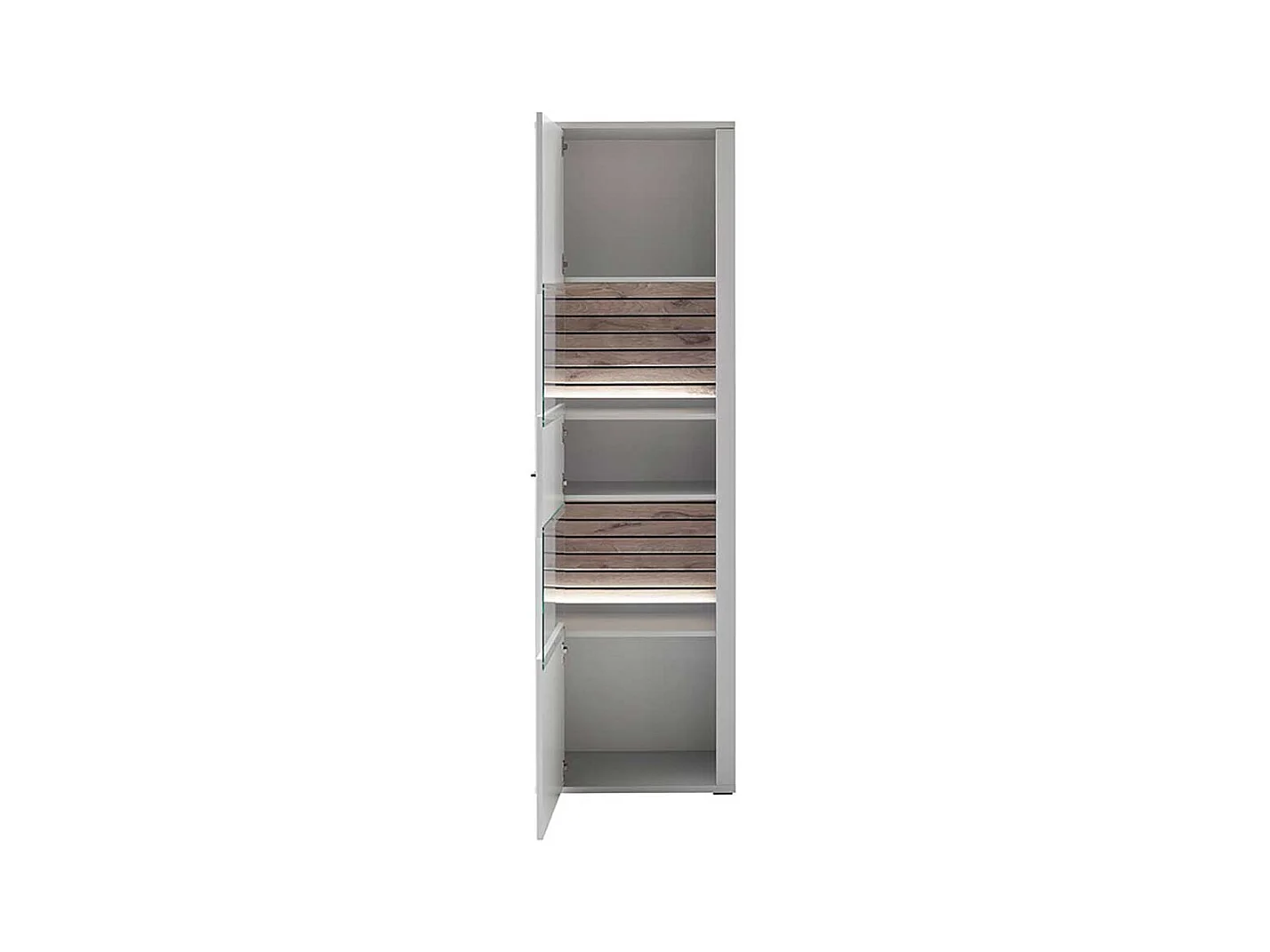 Vitrine weiss modern 206 cm hoch - 61 cm breit einer Glastür