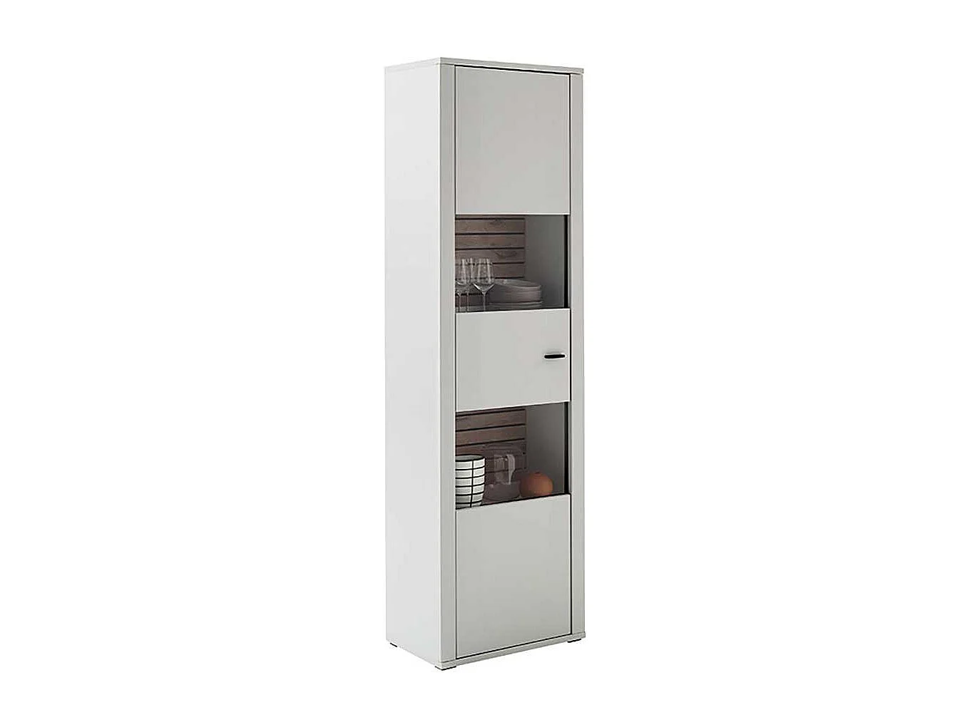 Vitrine weiss modern 206 cm hoch - 61 cm breit einer Glastür