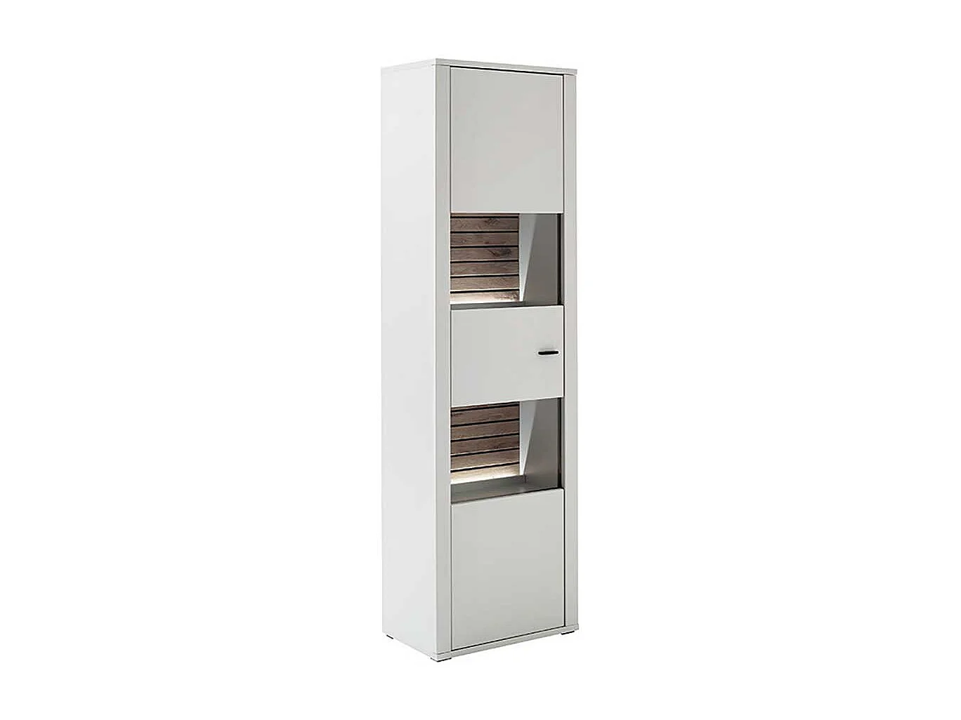 Vitrine weiss modern 206 cm hoch - 61 cm breit einer Glastür
