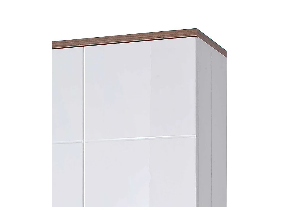 Design Vitrine in Weiß Hochglanz und Eiche Dekor 2-türig