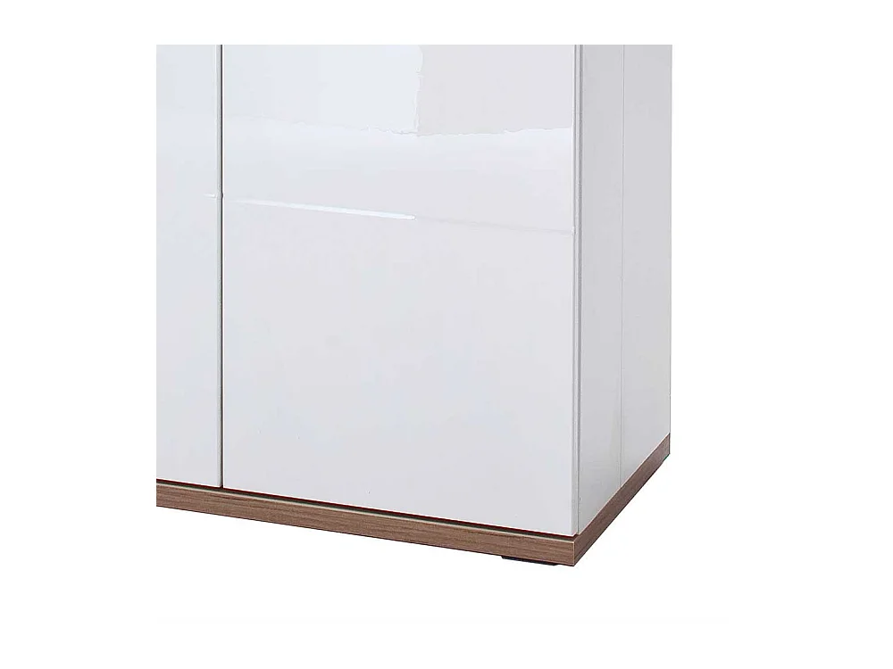 Design Vitrine in Weiß Hochglanz und Eiche Dekor 2-türig