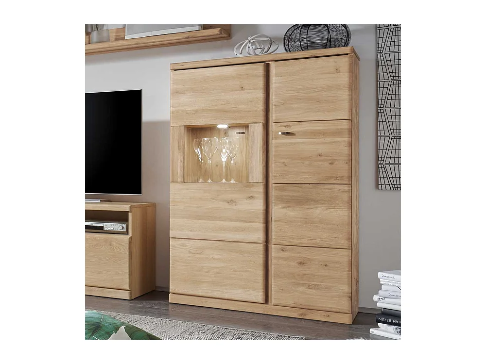 Vitrine mit LED Beleuchtung Wildeiche Bianco