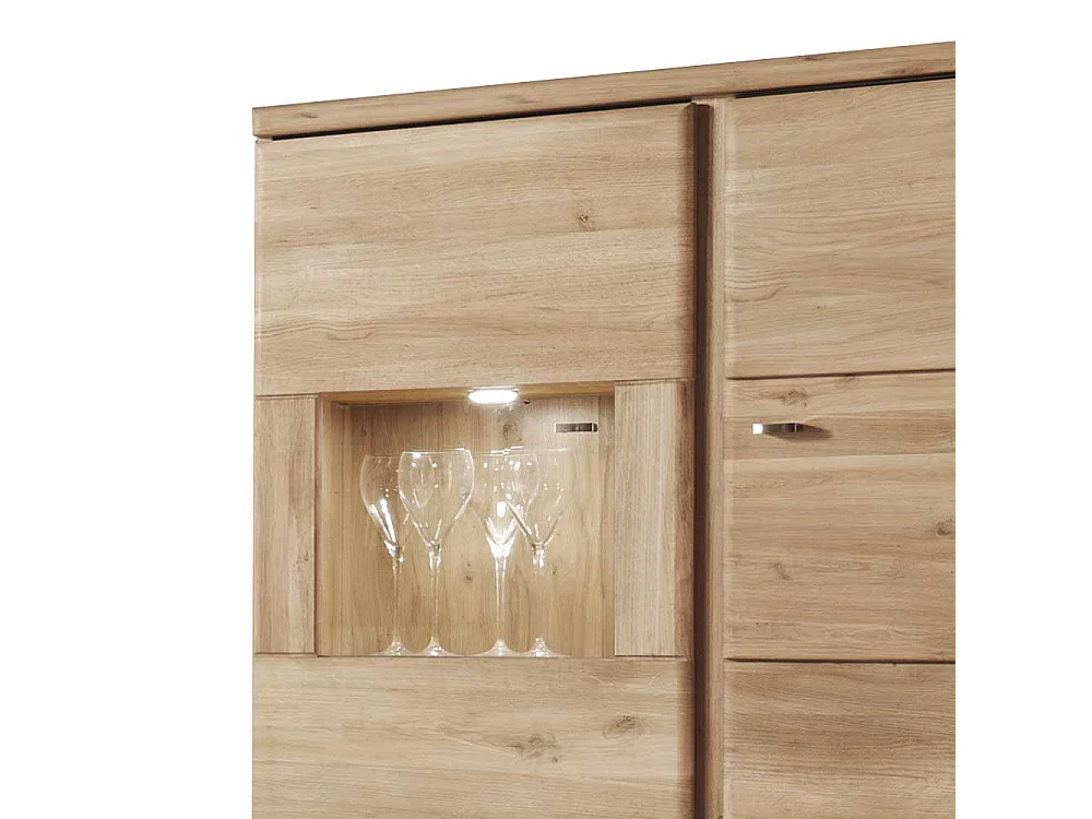 Vitrine mit LED Beleuchtung Wildeiche Bianco