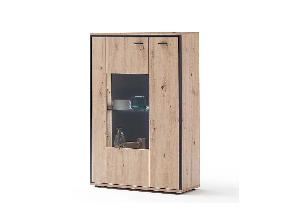 Vitrinenschrank in Eichefarben und Anthrazit modern