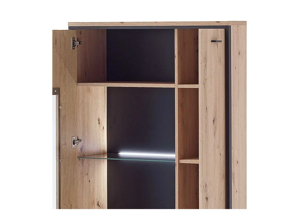 Vitrinenschrank in Eichefarben und Anthrazit modern