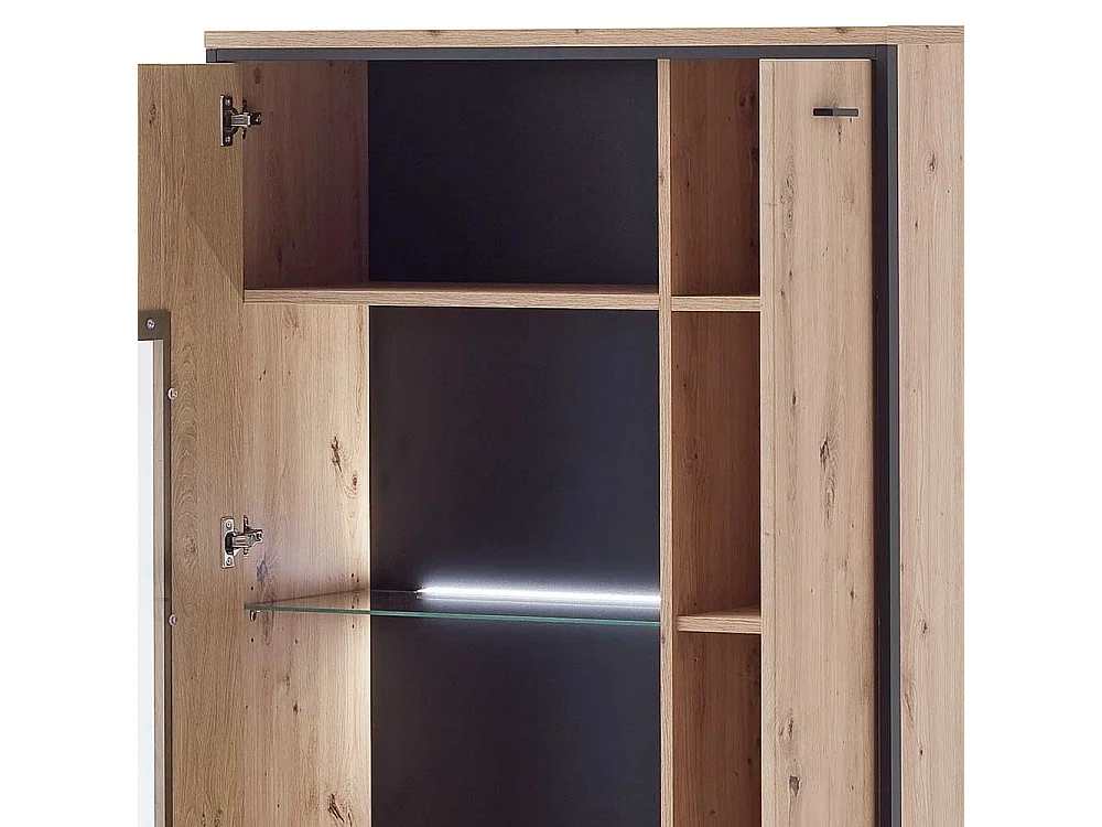 Vitrinenschrank in Eichefarben und Anthrazit modern