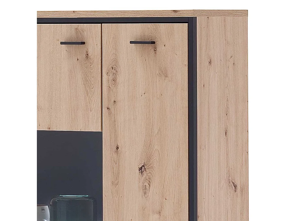 Vitrinenschrank in Eichefarben und Anthrazit modern