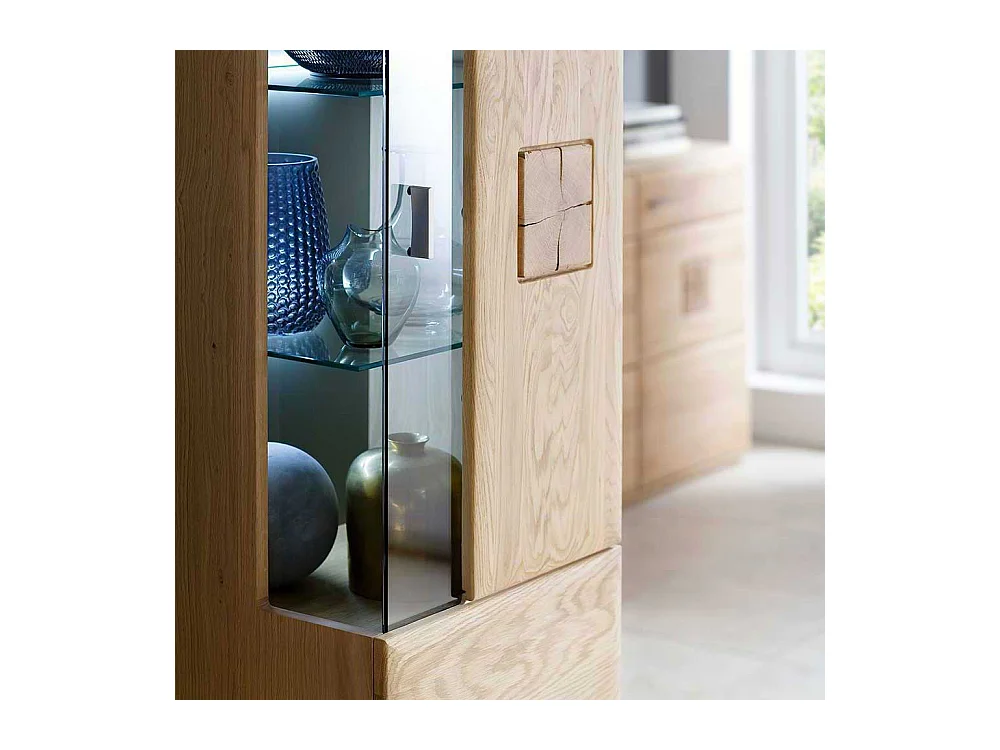 Wohnwand Vitrine aus Eiche Bianco 60 cm
