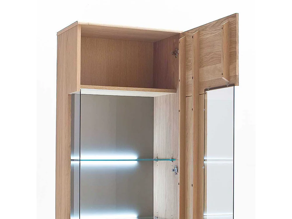 Wohnwand Vitrine aus Eiche Bianco 60 cm