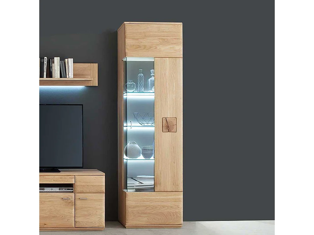Wohnwand Vitrine aus Eiche Bianco 60 cm